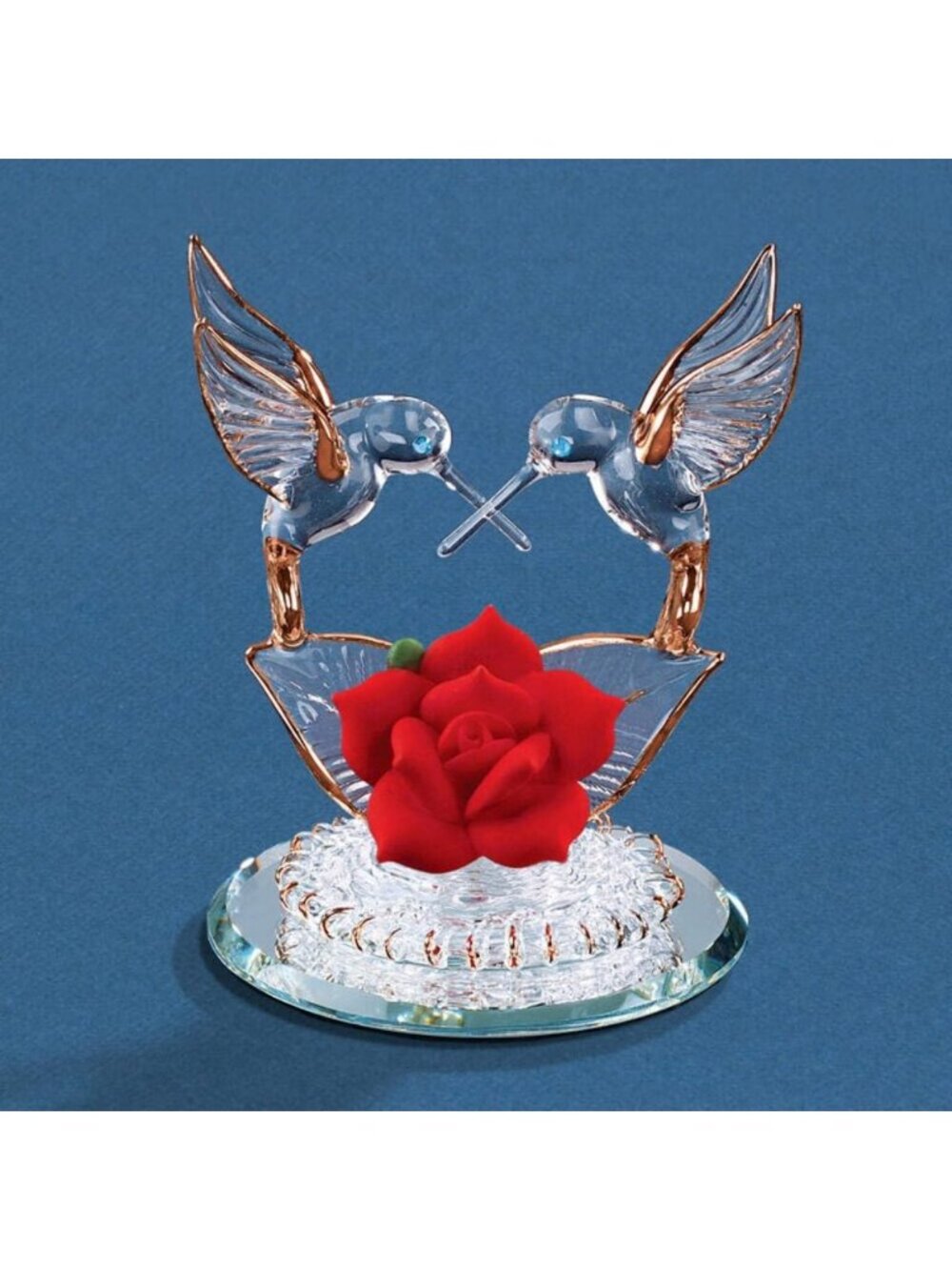 Beautiful Hummingbird Figurine with Red Rose | Elegant Home Decor Accent